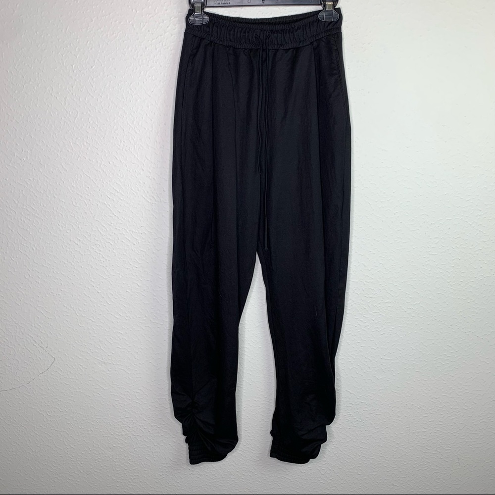 Zara Black Ruched Ankle Slouchy High Waist Joggers